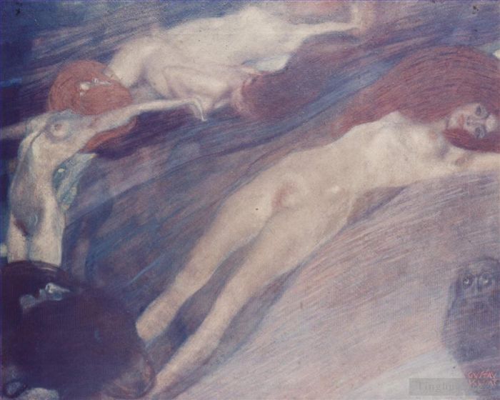 Gustave Klimt Oil Painting - Bewegte Wasser