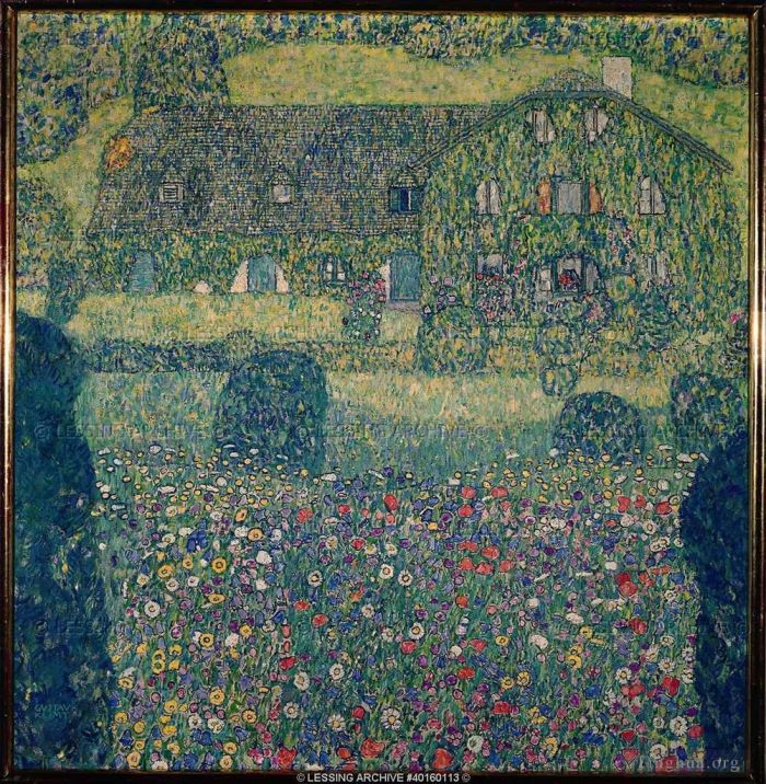 Gustave Klimt Oil Painting - Country House by the Attersee