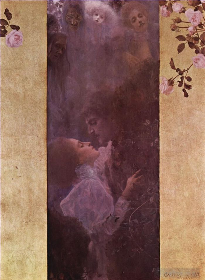 Gustave Klimt Oil Painting - Die Liebe