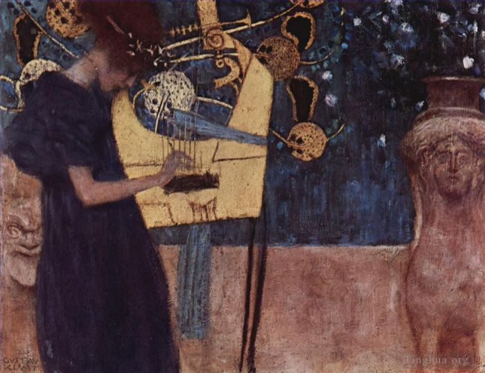 Gustave Klimt Oil Painting - Die Musik