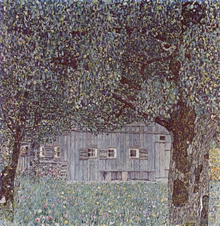 Gustave Klimt Oil Painting - Farmhouse in Upper Austria