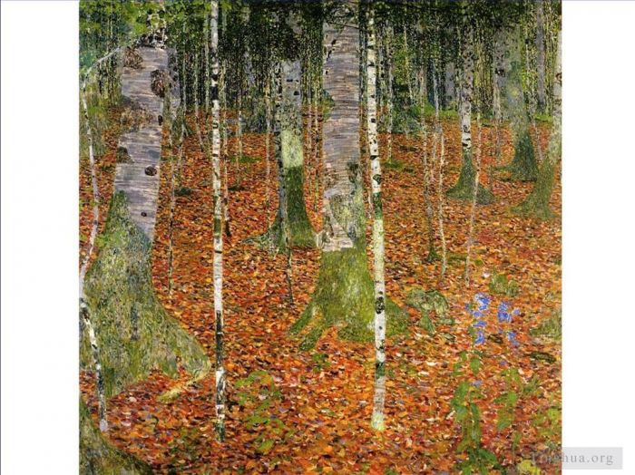 Gustave Klimt Oil Painting - Farmhouse with Birch Trees