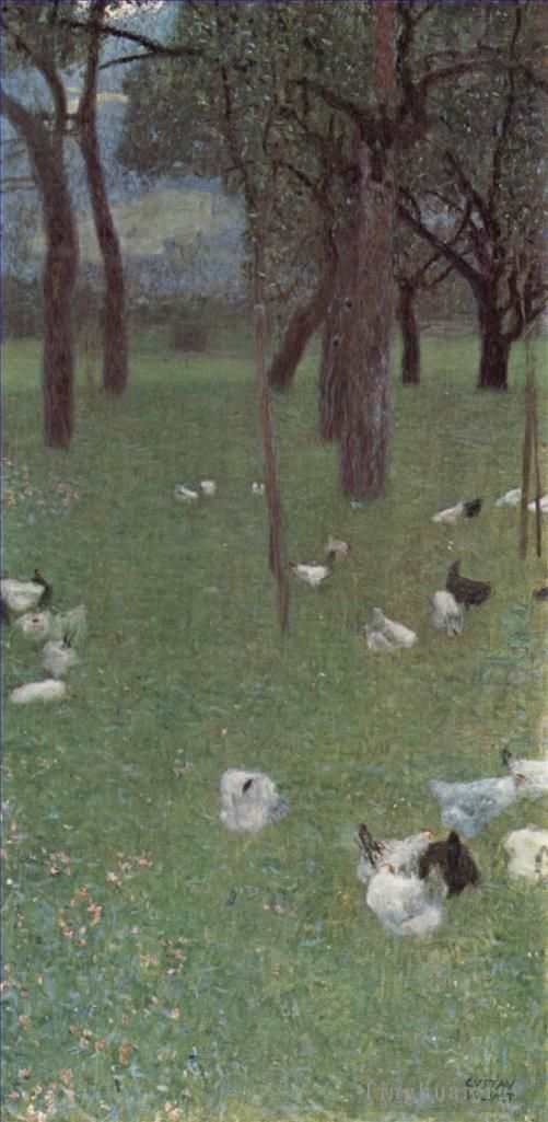 Gustave Klimt Oil Painting - Gartenmit Huhnernin StAgatha