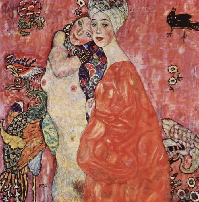 Gustave Klimt Oil Painting - The Girl friends (The Lesbians)