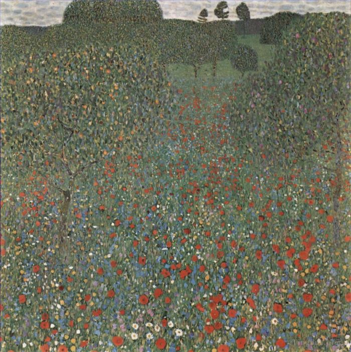 Gustave Klimt Oil Painting - Mohnfeld
