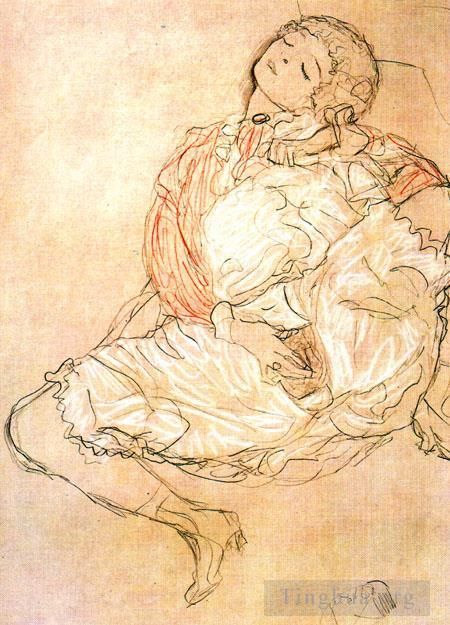 Gustave Klimt Oil Painting - Mulhersentada