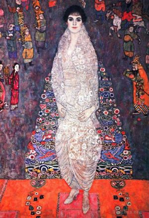 Artist Gustave Klimt's Work - Portrait of Baroness Elisabeth Bachofen Echt red