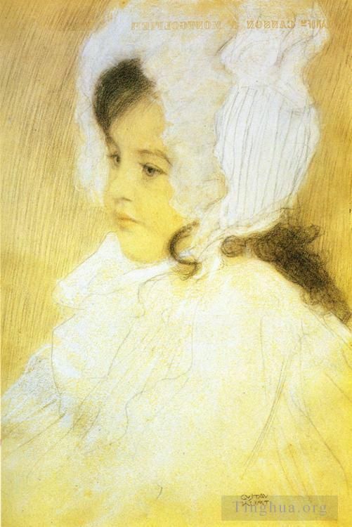 Gustave Klimt Oil Painting - Portrait of a Girl