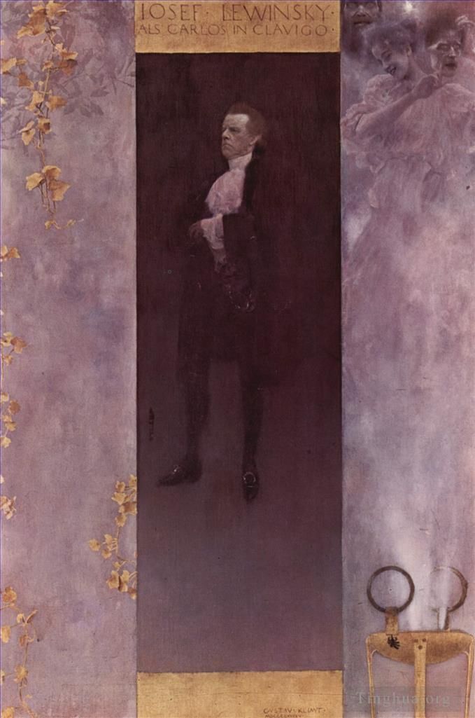 Gustave Klimt Oil Painting - Portratdes Schauspielers Josef Lewin skyals Carlos
