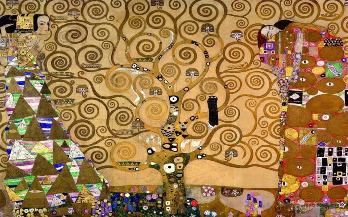 Gustave Klimt Oil Painting - The Tree of Life Stoclet Frieze