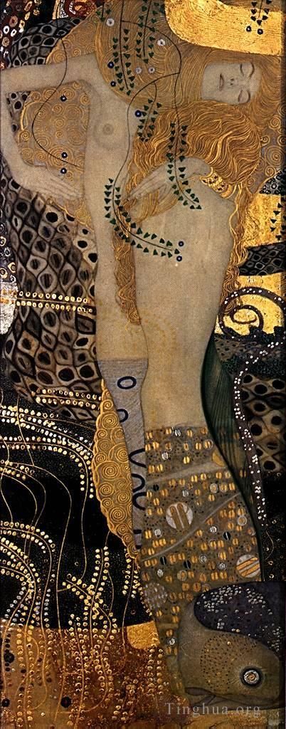 Gustave Klimt Oil Painting - Water Snakes (Watersnakes I or Water Serpents I)