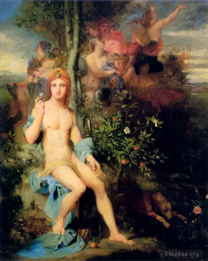 Gustave Moreau Oil Painting - Apollo and the Nine Muses
