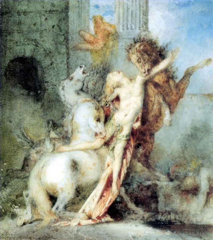 Gustave Moreau Oil Painting - Diomedes Devoured by his Horses