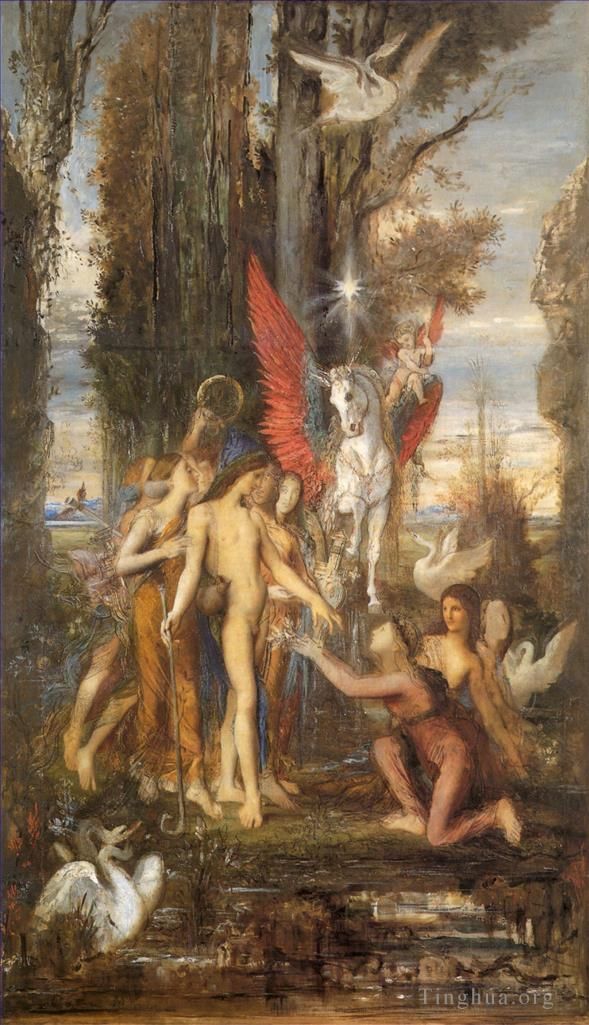 Gustave Moreau Oil Painting - Hesiod and the Muses