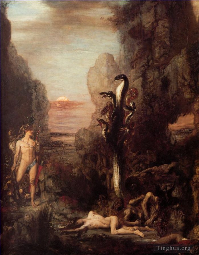 Gustave Moreau Oil Painting - Moreau Hercules and the Hydra