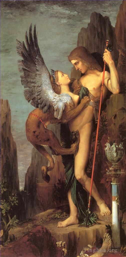 Gustave Moreau Oil Painting - Oedipus and the Sphinx
