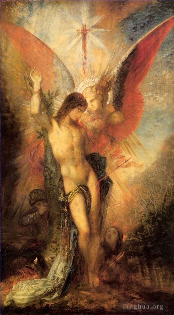 Gustave Moreau Oil Painting - St Sebastian and the Angel