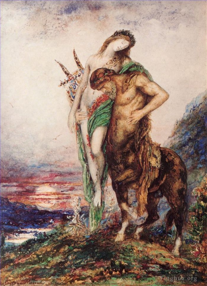 Gustave Moreau Oil Painting - The Dead Poet Borne by a Centaur