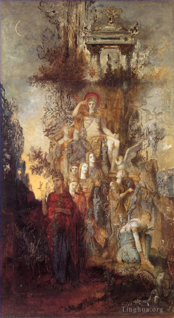 Gustave Moreau Oil Painting - The Muses Leaving Their Father Apollo to Go