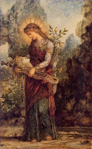 Artist Gustave Moreau's Work - Thracian Girl Carrying the Head of Orpheus 1864