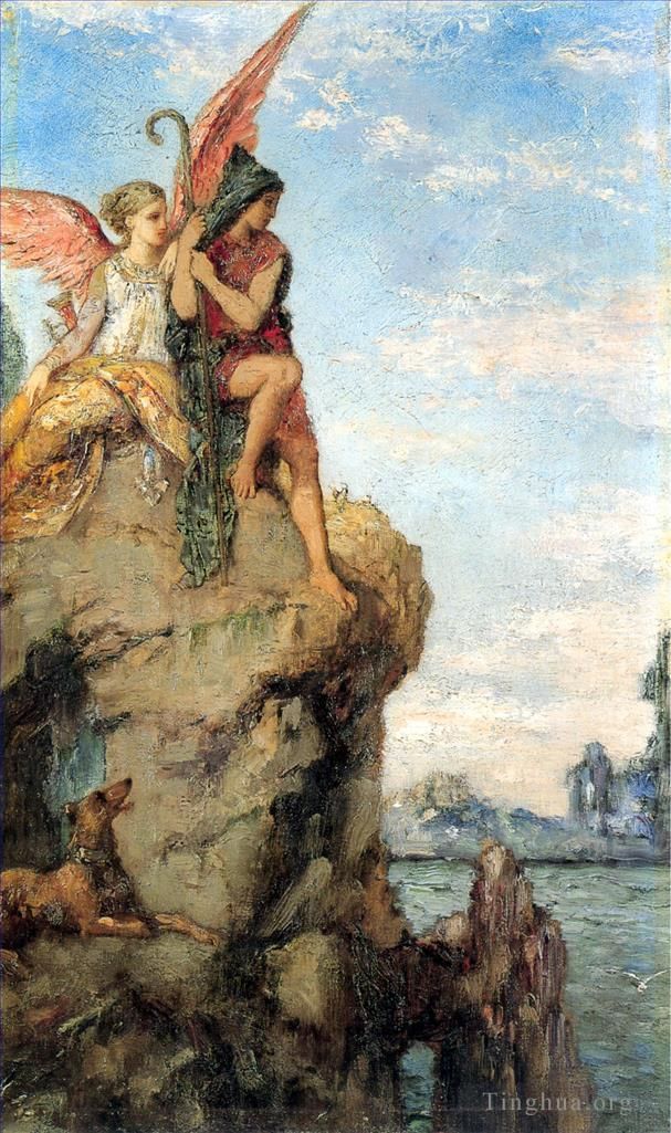Gustave Moreau Oil Painting - Hesiod and the muse