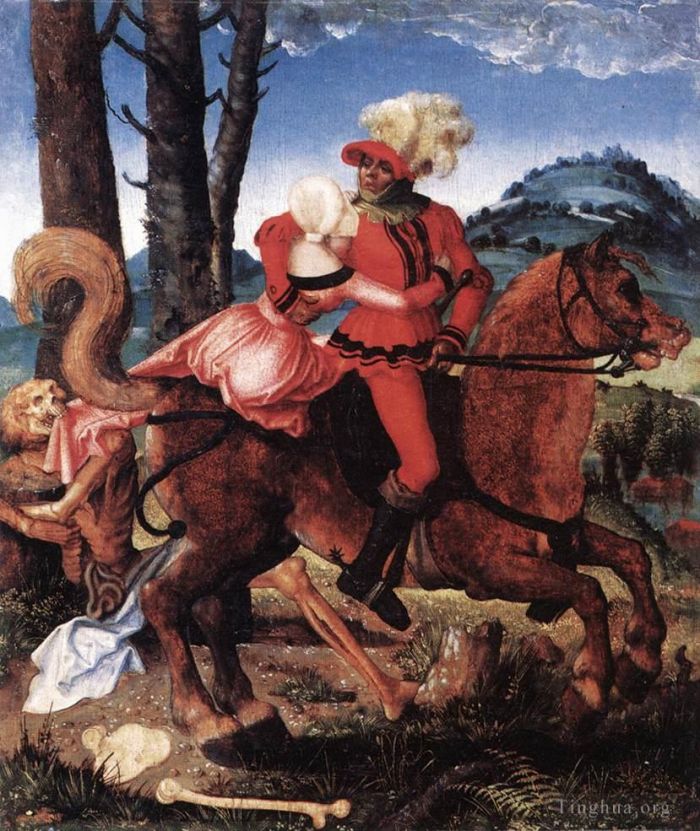 Hans Baldung Oil Painting - The Knight The Young Girl And Death