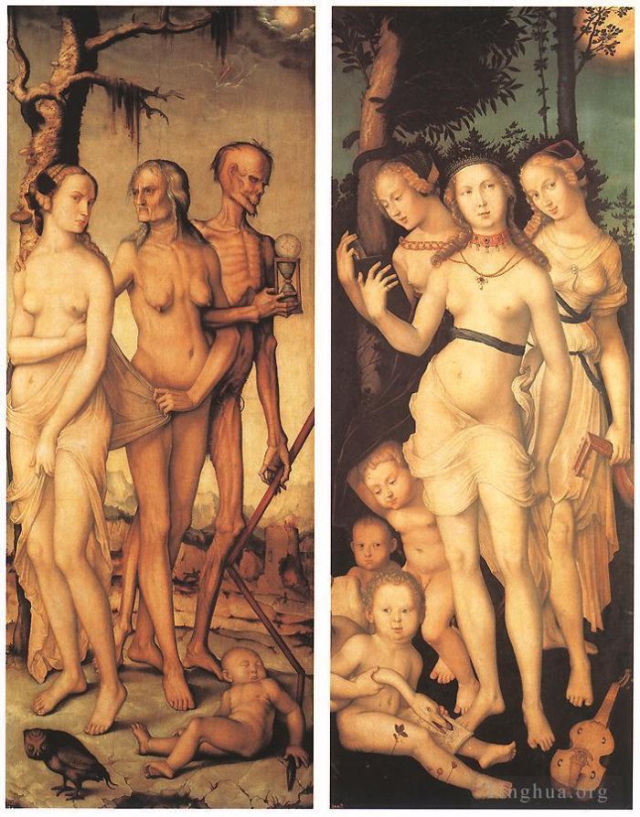 Hans Baldung Oil Painting - Three Ages Of Man And Three Graces