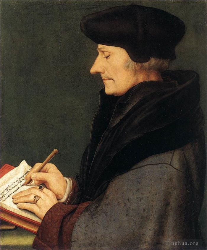 Hans Holbein the Younger Oil Painting - Portrait of Erasmus of Rotterdam Writing