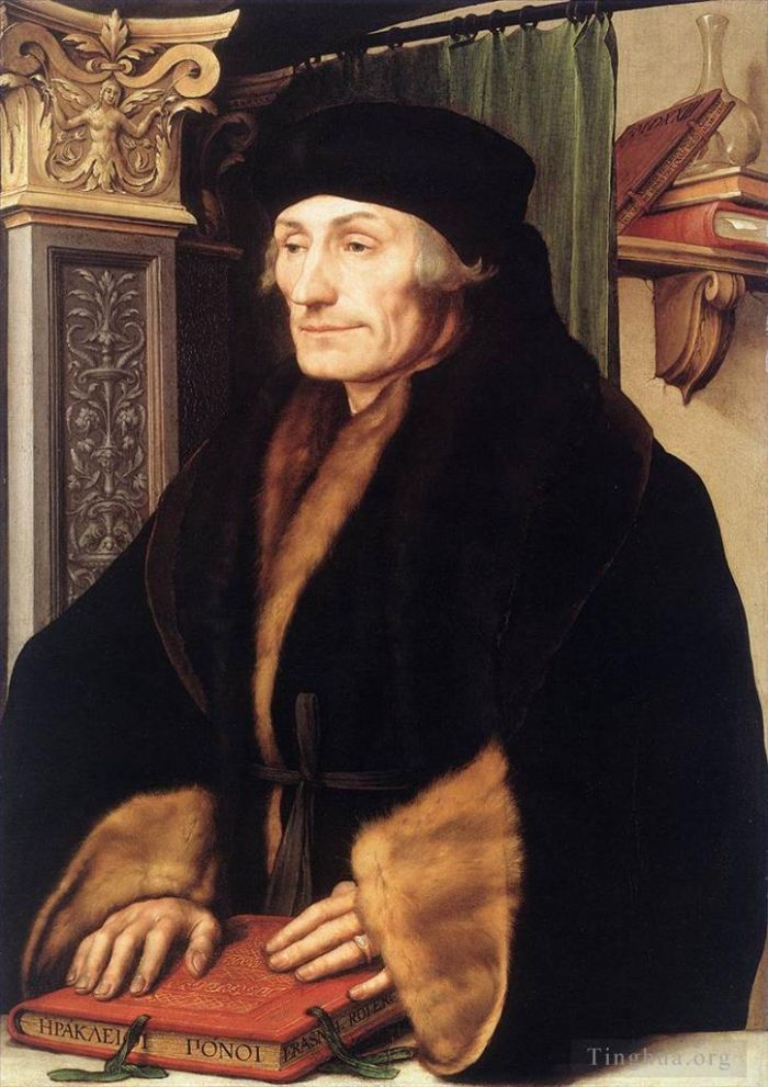 Hans Holbein the Younger Oil Painting - Portrait of Erasmus of Rotterdam