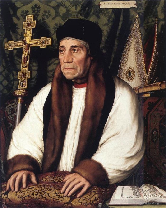 Hans Holbein the Younger Oil Painting - Portrait of William Warham Archbishop of Canterbury