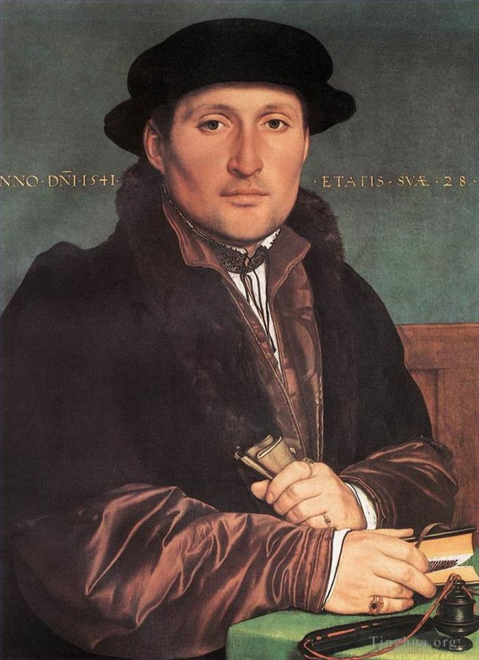 Hans Holbein the Younger Oil Painting - Unknown Young Man at his Office Desk
