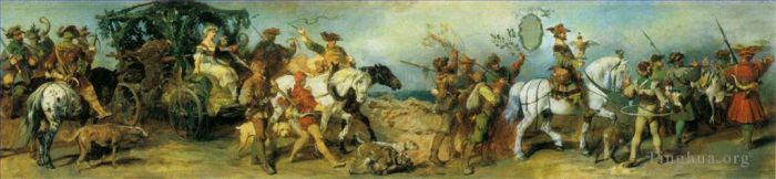 Hans Makart Oil Painting - Der jubilaumszug jagdgruppe mit beutewagen