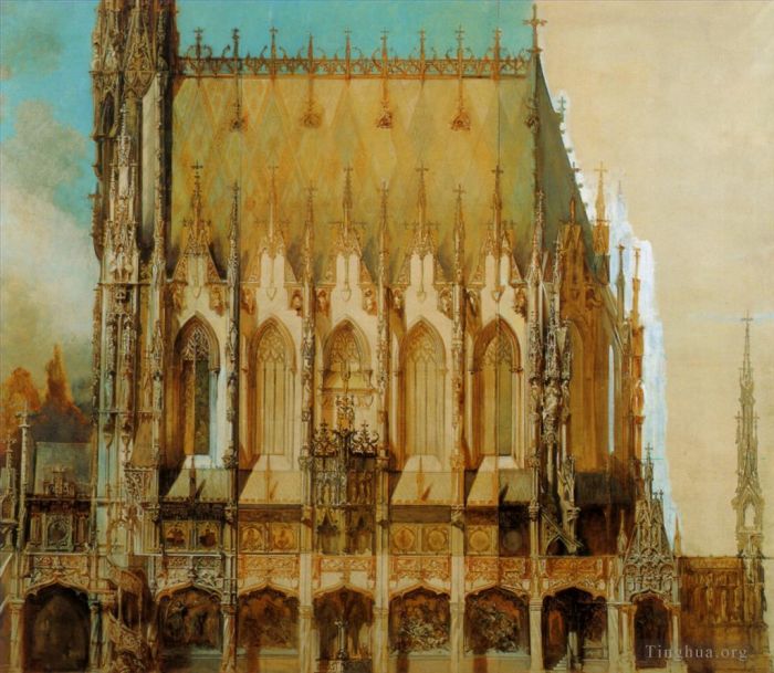 Hans Makart Oil Painting - Gotische grabkirche st michael seitenansicht