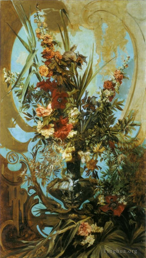 Hans Makart Oil Painting - Grosses blumenstuck flower Hans Makart