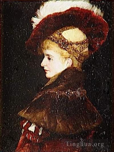 Hans Makart Oil Painting - Portrait de femme en costume d apparat