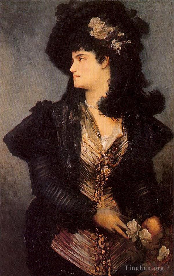 Hans Makart Oil Painting - Portrait of a lady