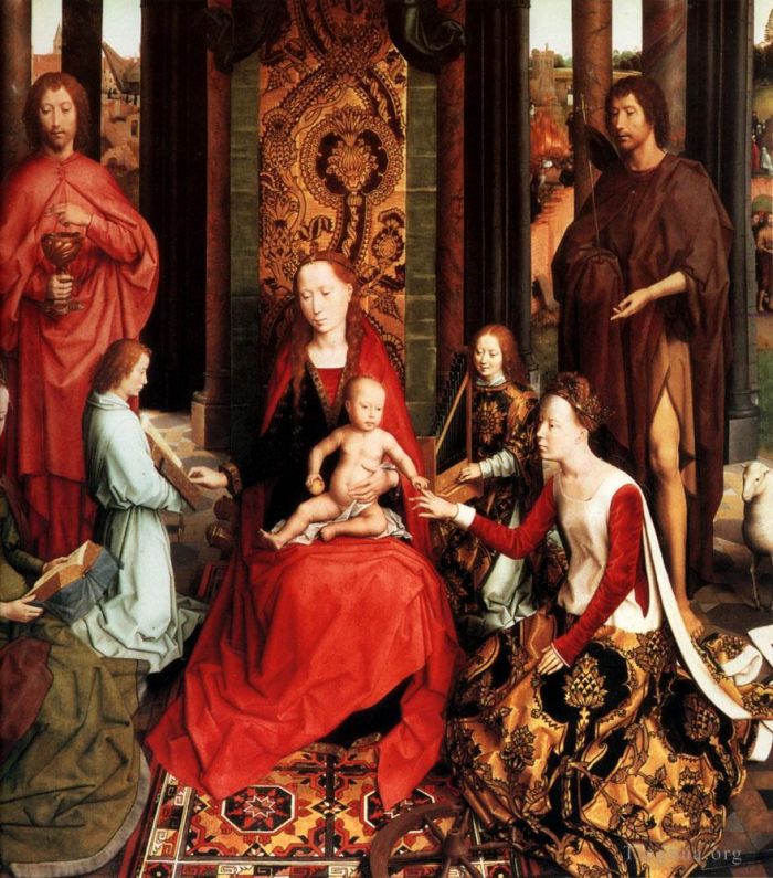 Hans Memling Oil Painting - Marriage of St Catherine