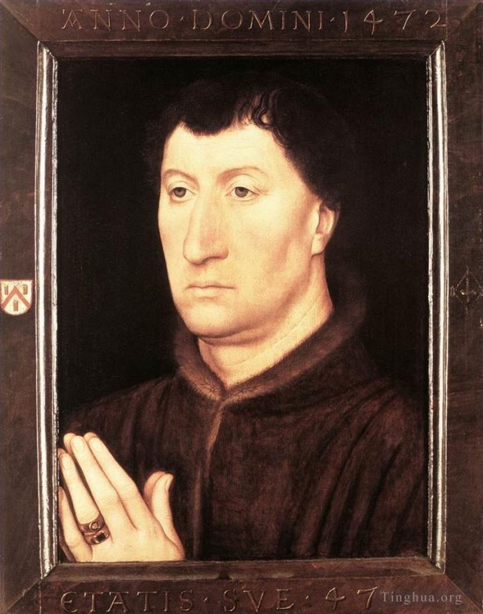 Hans Memling Oil Painting - Portrait of Gilles Joye 1472