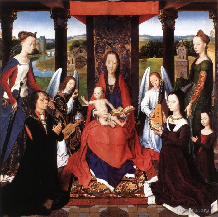 Hans Memling Oil Painting - The Donne Triptych 1475detail2central panel