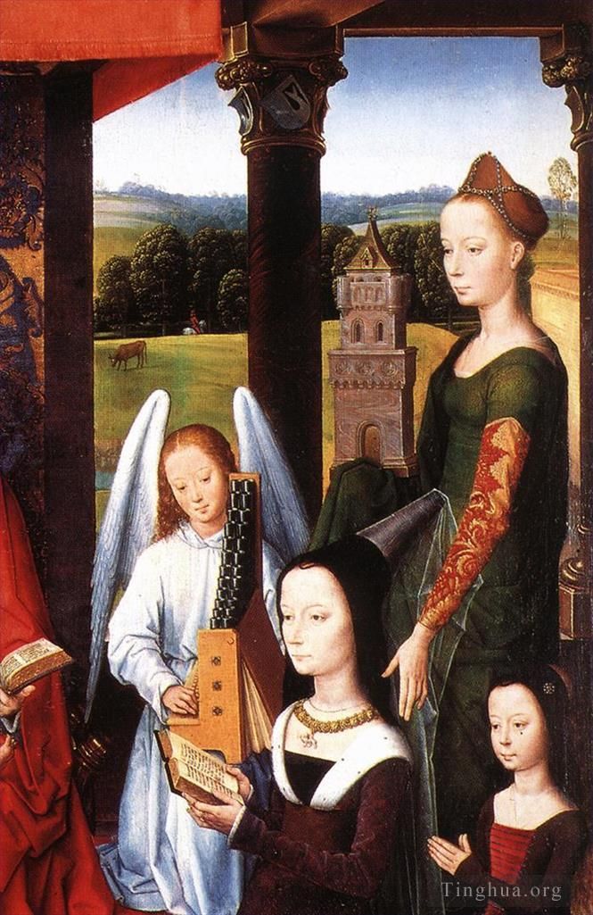 Hans Memling Oil Painting - The Donne Triptych 1475detail4central panel