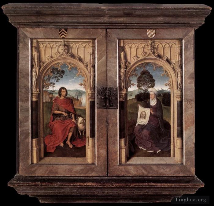Hans Memling Oil Painting - Triptych of Jan Floreins 147detail2reverse