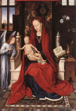 Artist Hans Memling's Work - Virgin Enthroned with Child and Angel 1480