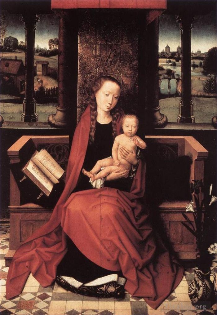 Hans Memling Oil Painting - Virgin and Child Enthroned 1480
