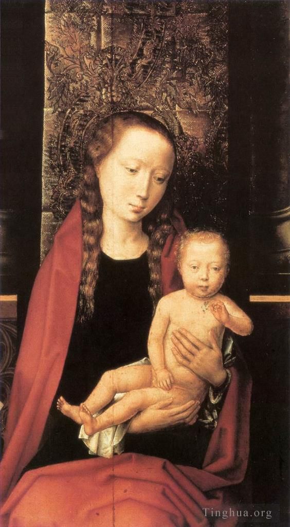 Hans Memling Oil Painting - Virgin and Child Enthroned 148detail1