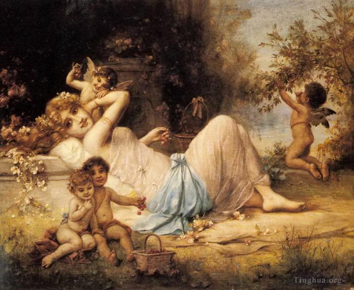 Hans Zatzka Oil Painting - Venus and her Attendants