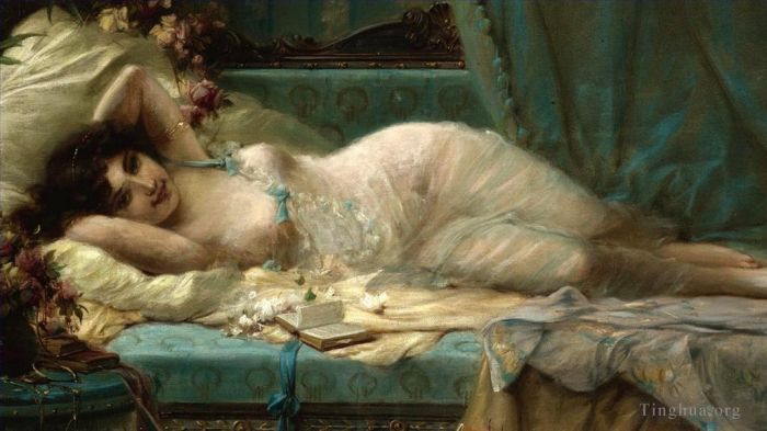 Hans Zatzka Oil Painting - Sleeping girl