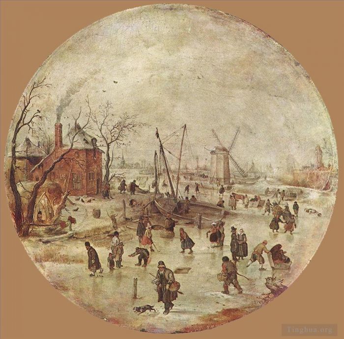 Hendrick Avercamp Oil Painting - Winter Landscape With Skaters