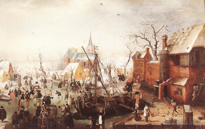 Hendrick Avercamp Oil Painting - Winter Scene At Yselmuiden