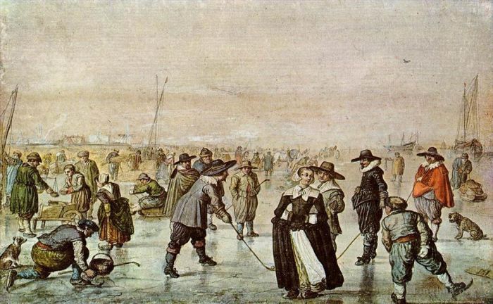 Hendrick Avercamp Various Paintings - A Scene On The Ice winter landscape