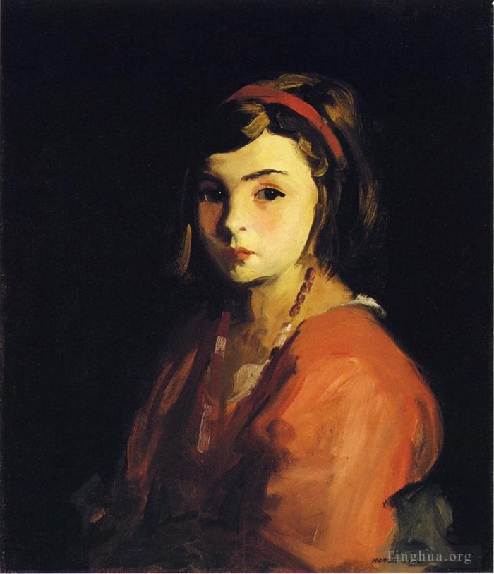 Henri Robert Oil Painting - Little Girl in Red